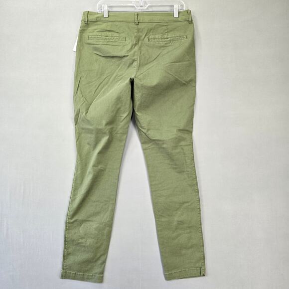 Old Navy Green Moss Pants NEW Pixie Chino Stretch Skinny Womens Size 12 Tall Zip - Picture 2 of 9